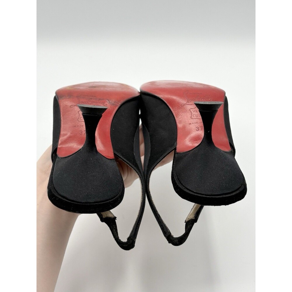 Christian Louboutin Black Satin Slingback Kitten Heels Vintage Sz EU 37.5 - Picture 12 of 13